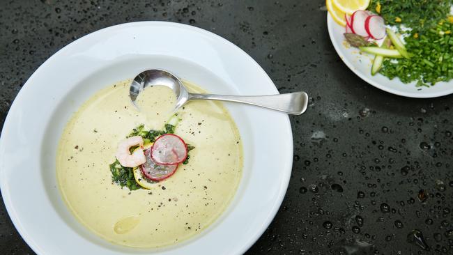 Cool dish: Chilled creamy asparagus soup. Picture: Andy Rogers