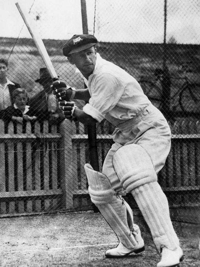 Don Bradman in the nets. Picture: Getty Images