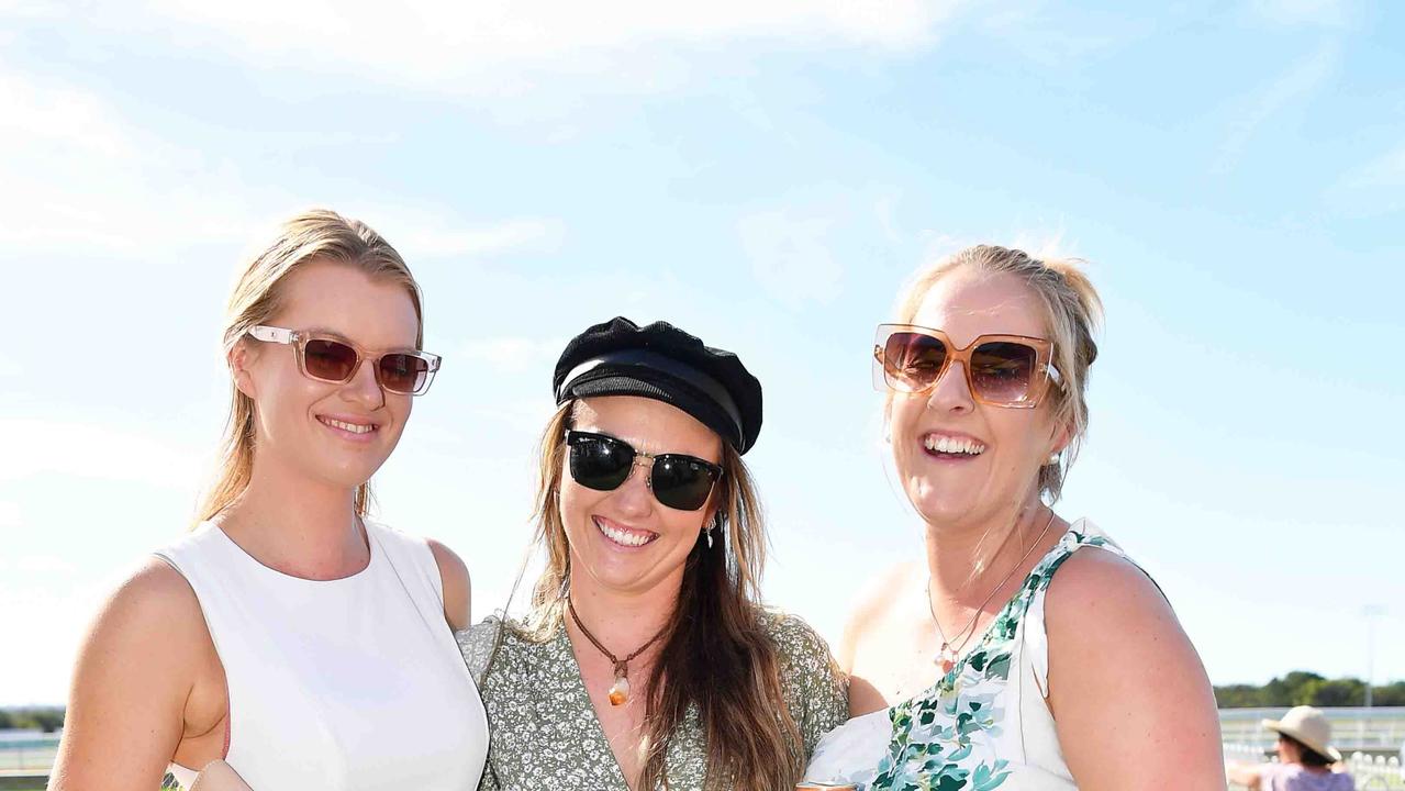 Renee Lucas, Jess Featherstone and Brinna Cayirylys at Coast to Coast Raceday, Corbould Park. Picture: Patrick Woods.