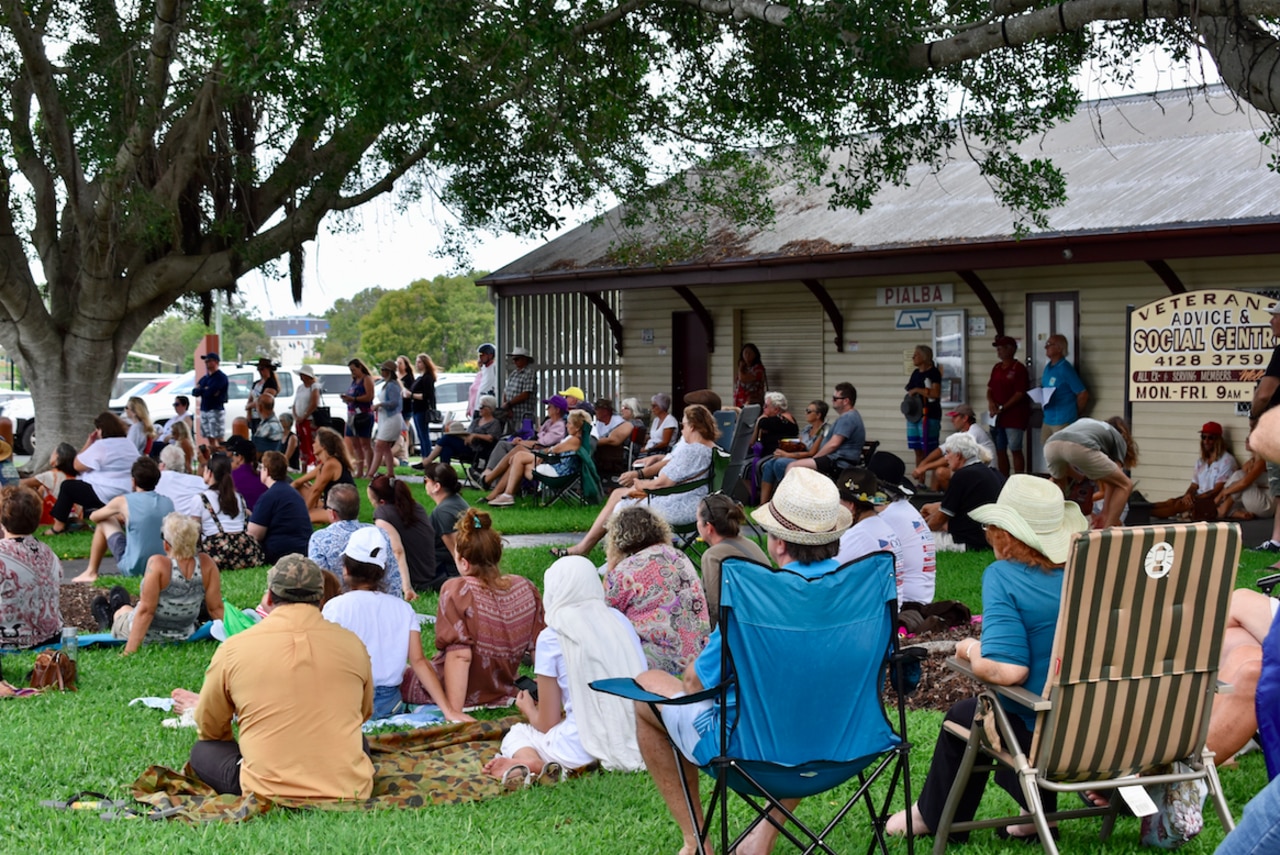 People attending the 'freedom' rally. Picture: Isabella Magee