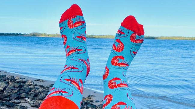 Prawn socks are made of 70 per cent combed-cotton, plus polyester, nylon and spandex.