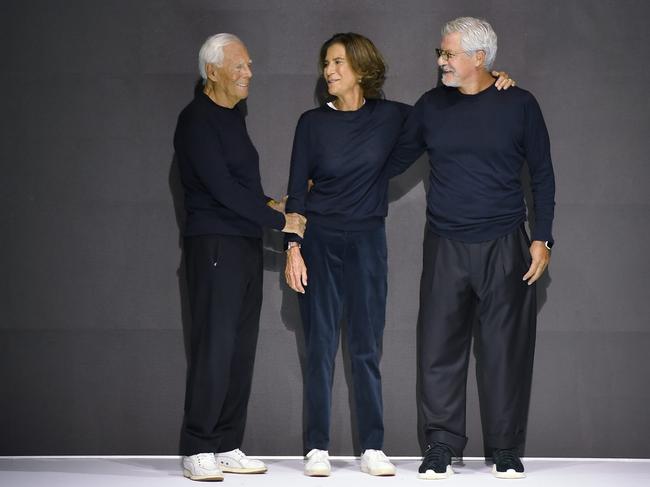 Giorgio Armani, Silvana Armani and Leo dell’Orco. Picture: Getty Images