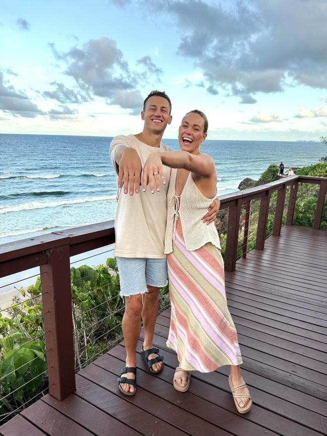 Former Adelaide Crows defender turned Brisbane Lions AFL player Tom Doedee is engaged to partner Emily Brugman. Picture: Instagram