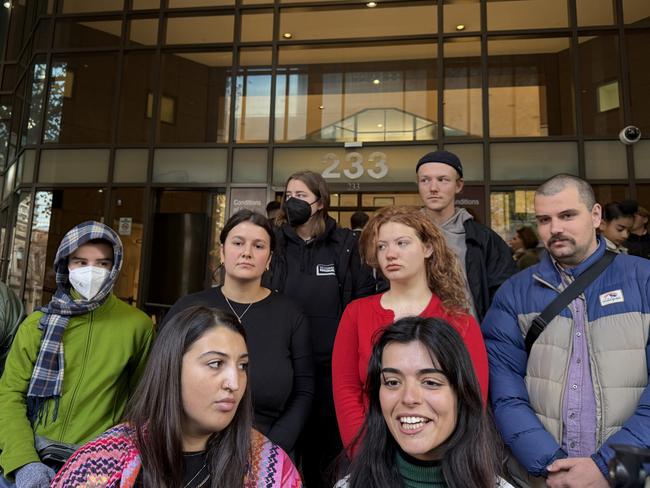 Pro Palestine protesters gathered outside Melbourne Magistrates Court in support of Land Forces protester Jasmine Duff on Wednesday morning. Picture: Supplied.