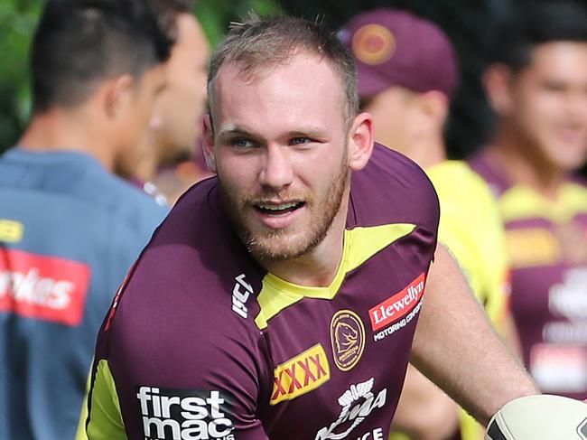 Matt Lodge. The Brisbane Broncos training at Red Hill. Pic Peter Wallis