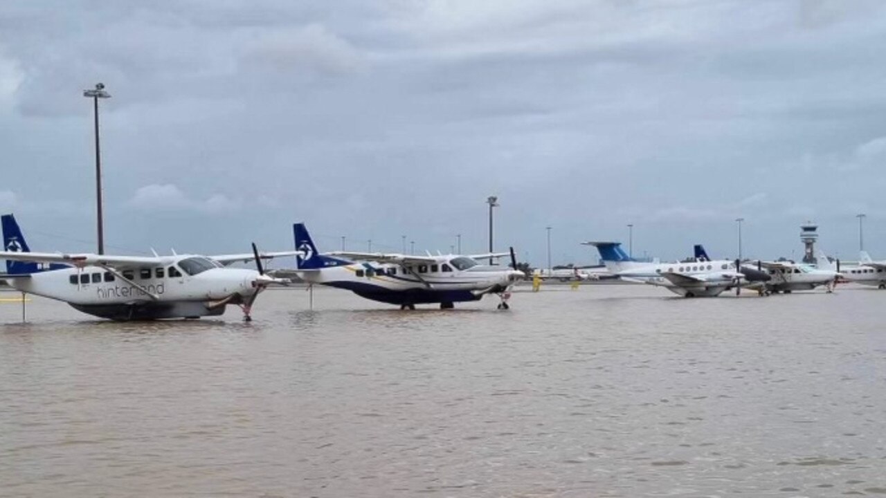 The record flood closed Cairns Airport, which has since reopened. Picture: Hinterland Aviation.