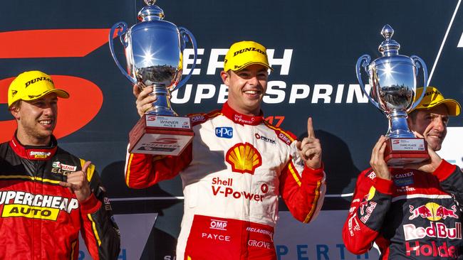 Scott McLaughlin celebrates his victory.