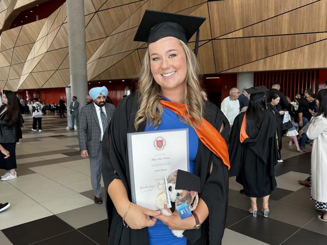 Meg Carden graduates from Australian Catholic University with a Bachelor of Nursing on April 16, 2024. Picture: Brittany Busch