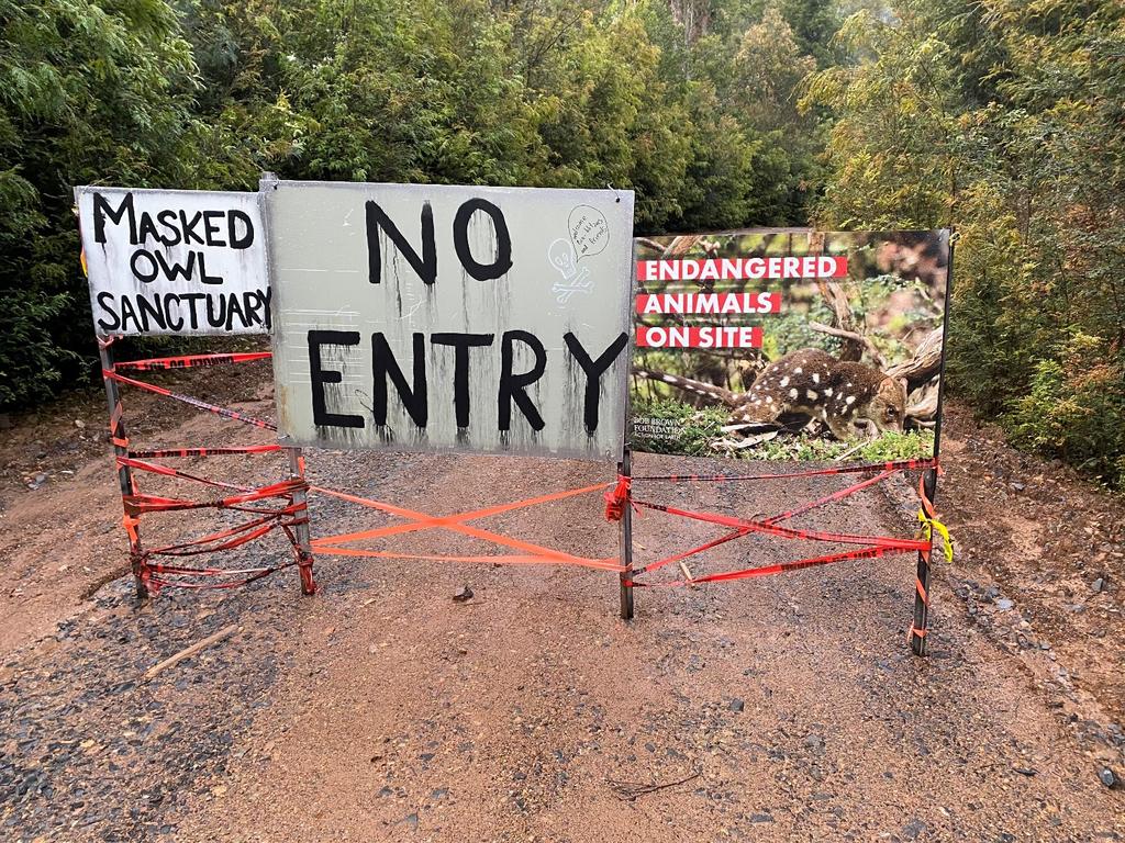 The Bob Brown Foundation has blocked the road to the MMG tailings dam site.