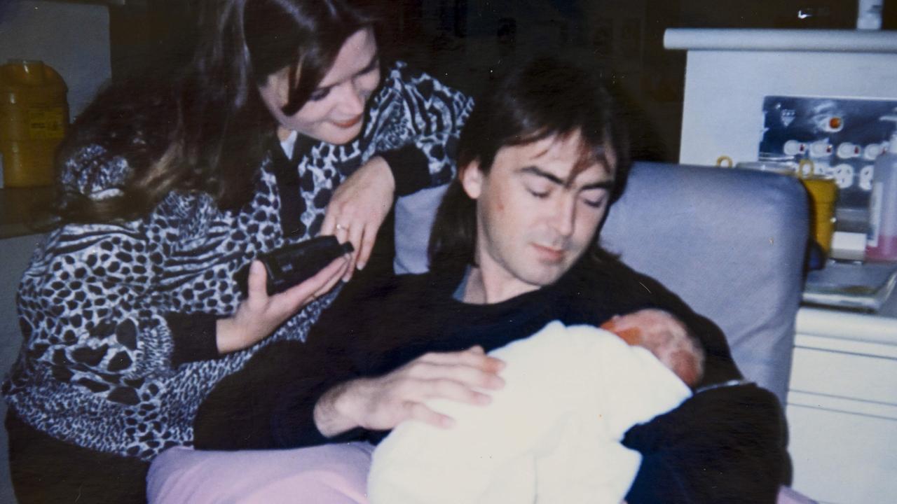 Steve Tozer in his younger years with his ex-partner Denise Palmer at the birth of their son.