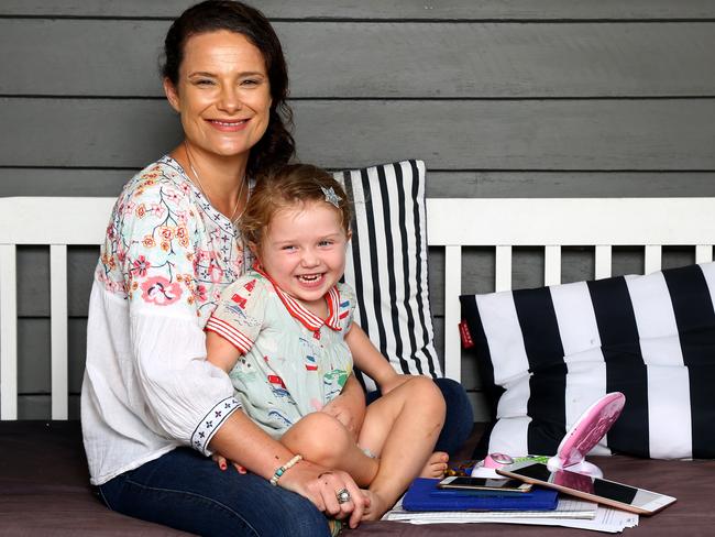 Brisbane mum Sarah Morgan with her daughter Frankie, 3. Picture: AAP/David Clark