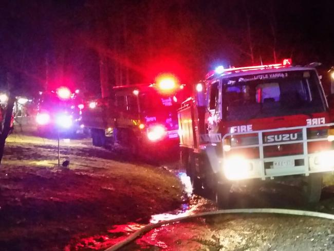 Firefighters from across the Yarra Valley helped extinguish a Three Bridges house fire. Picture: Yarra Junction Fire Brigade