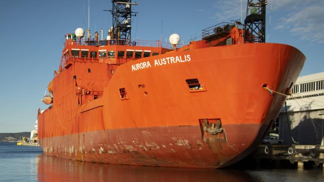 The Aurora Australis icebreaker and research vessel.