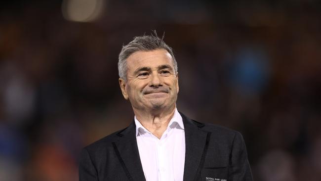 SYDNEY, AUSTRALIA - AUGUST 22: Benny Elias, NRL Hall of Fame Inductee looks on during the round 25 NRL match between Wests Tigers and Manly Sea Eagles at Leichhardt Oval on August 22, 2024 in Sydney, Australia. (Photo by Jason McCawley/Getty Images)