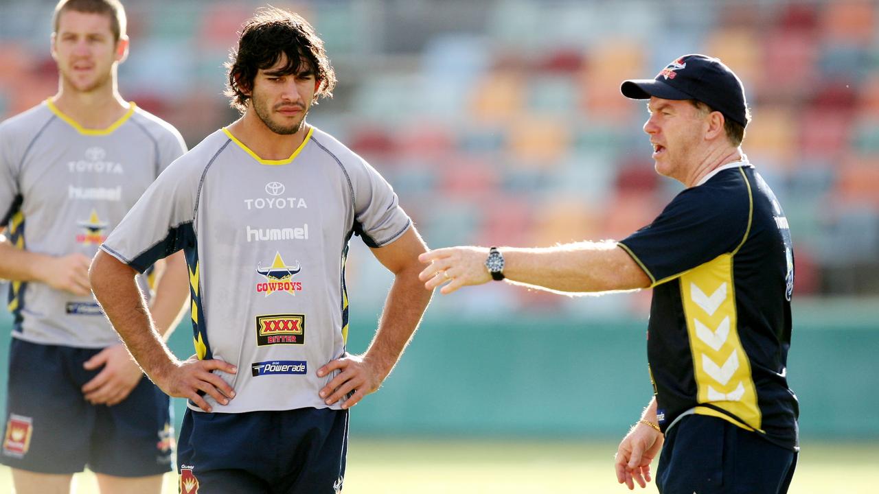 Ian Millward with Johnathan Thurston when he was assistant coach of the Cowboys in 2007.