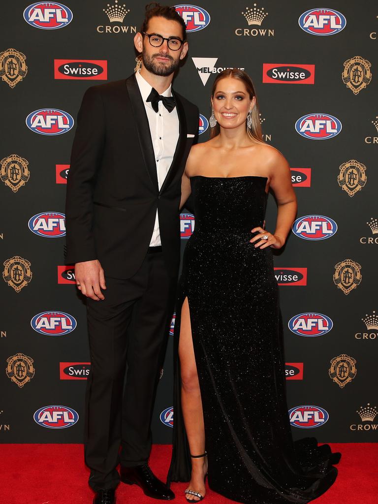 Collingwood's Brodie Grundy and Rachael Wertheim. Picture: Michael Klein