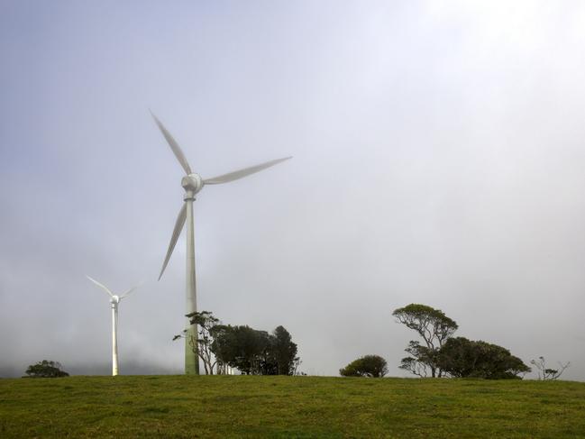 Wind energy turbines at Windy Hill near Ravenshoe on the Atherton Tablelands.