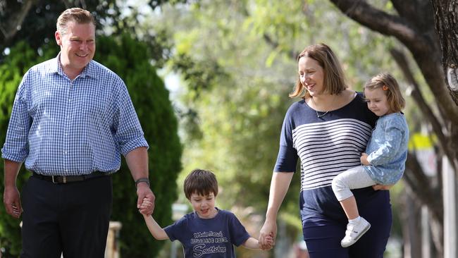 Cameron Murphy with his wife Agatha and children Finbar and Ariadne in Padstow. Picture: Robert Pozo