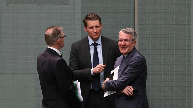 Parliamentary Joint Committee on Intelligence and Security members Anthony Byrne, Andrew Hastie and Mark Dreyfus. Picture: Kym Smith