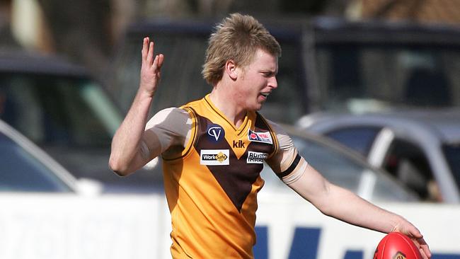 Ben Carmichael in a 2009 final against Portarlington. Picture: Alison Wynd.