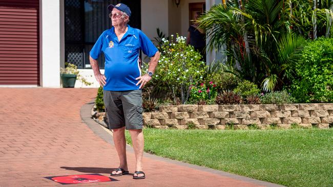 Palmerston RSL president Bill Simpkins with a driveway poppy. Picture: Che Chorley