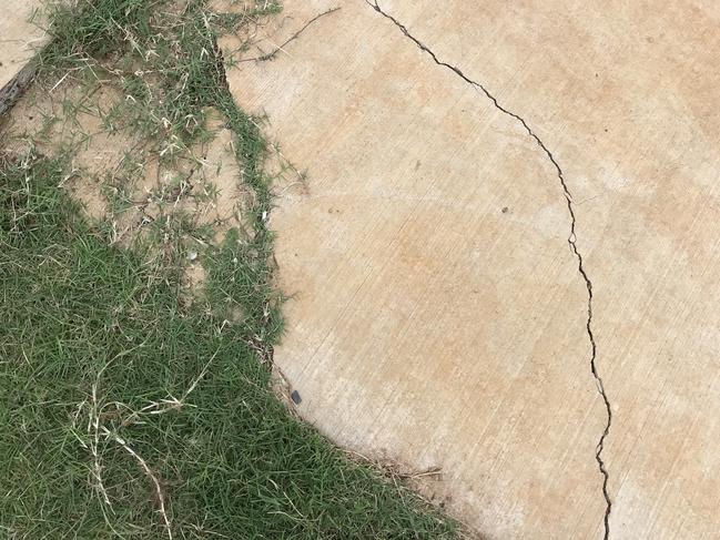 Damaged footpaths in the Pinnacle development.