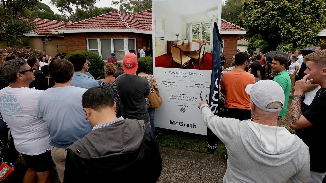 Auction for a three bedroom, one bathroom house in Maroubra in Sydney, which sold for $3.7 million at auction on the weekend. Picture: NCA NewsWire / Dylan Coker