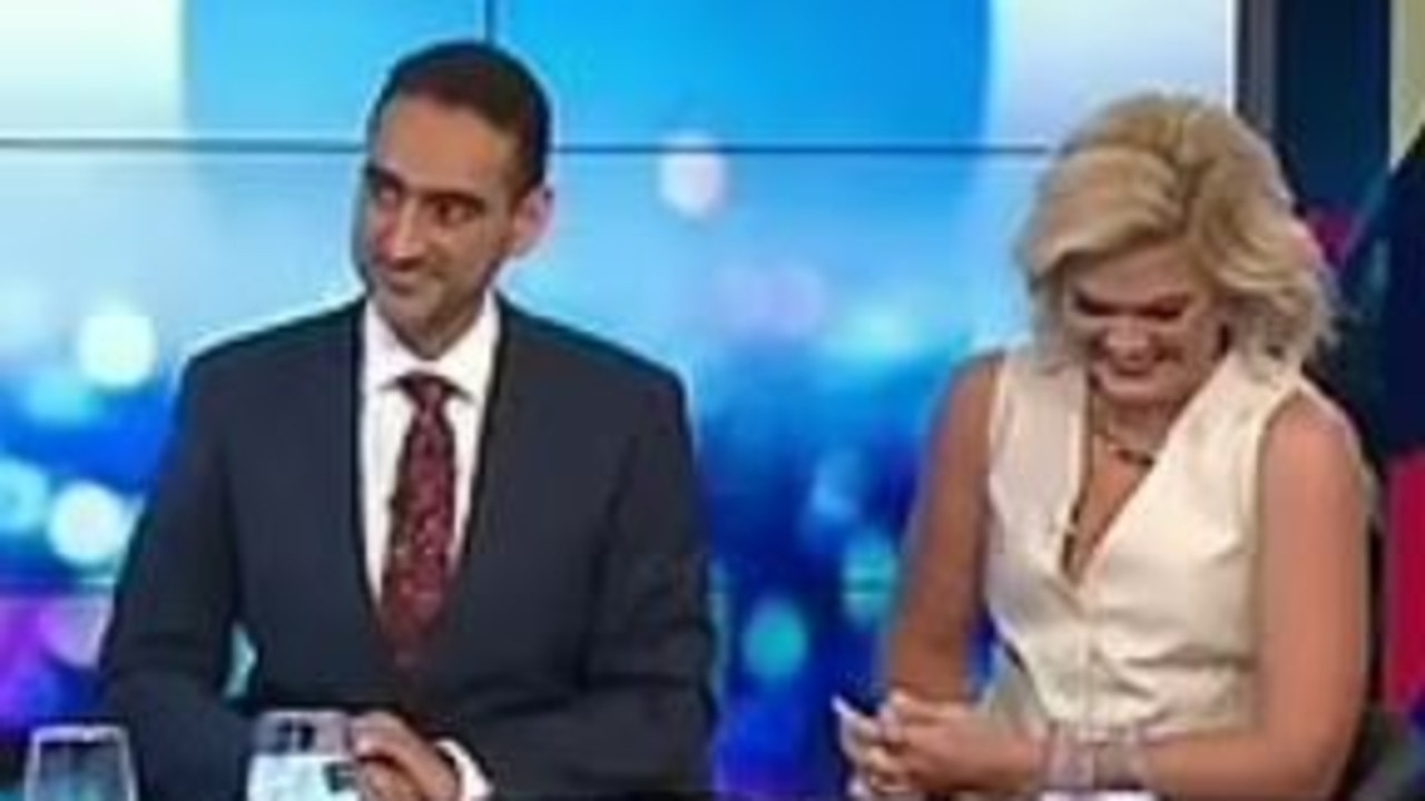 Waleed Aly and Sarah Harris burst out laughing following the comment. Picture: The Project/Channel 10