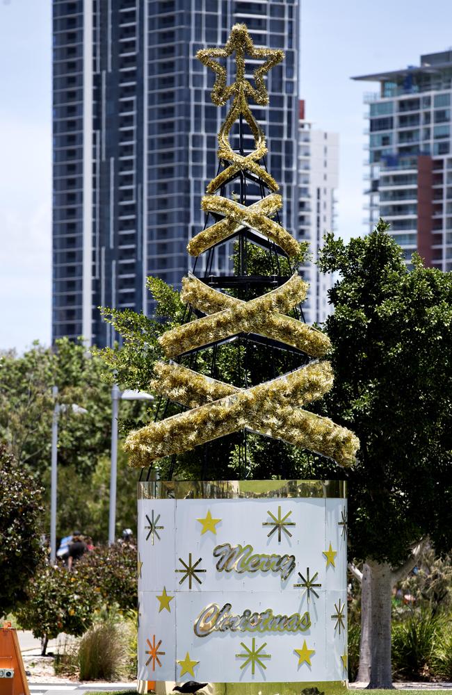 A Christmas tree in Southport at the Broadwater Parklands . Photo: Jerad Williams