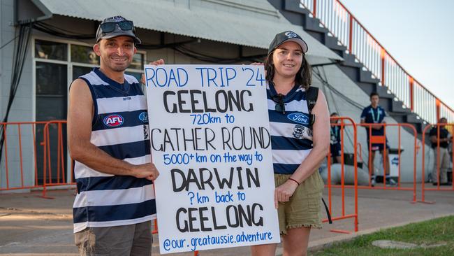 Michael and Shonelle at the Gold Coast Suns vs Geelong Cats Round 10 AFL match at TIO Stadium. Picture: Pema Tamang Pakhrin