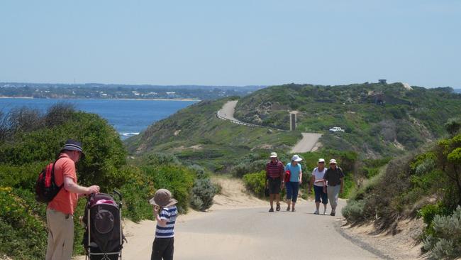 People enjoying the views at Point Nepean National Park and Quarantine Station.