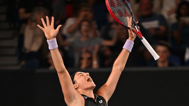 France's Caroline Garcia rejoices.