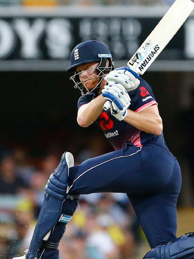 England's Jonny Bairstow plays a shot during the one-day international (ODI) cricket match between England and Australia in Brisbane. Picture: AFP PHOTO / Jason O'Brien