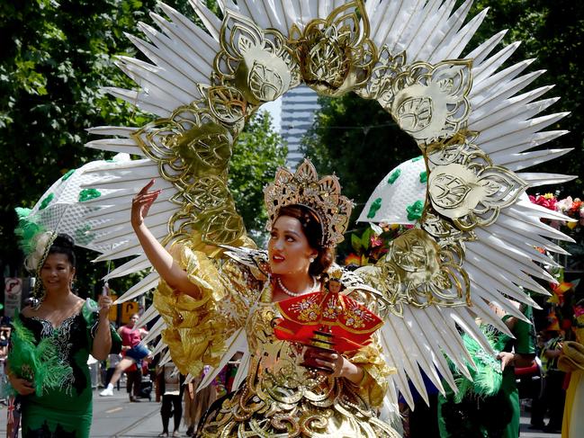 The Australia Day Parade down Swanston Street celebrates all aspects of Australia’s migration history. Picture: Jay Town