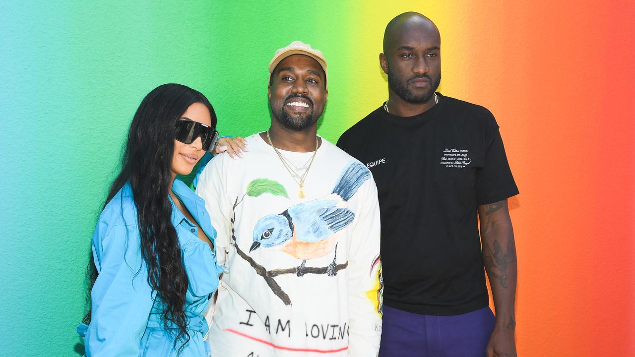 Abloh, pictured with Kim Kardashian and Kanye West after the Louis Vuitton Menswear Spring/Summer 2019 show. Picture: Pascal Le Segretain/Getty Images