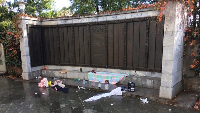 Groups of people are regularly trashing the city's National War Memorial.