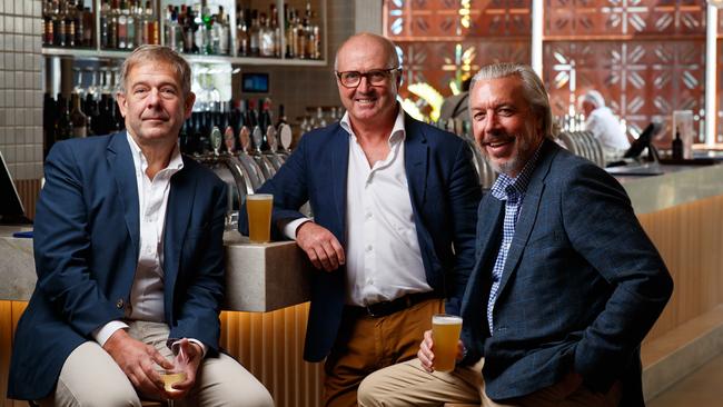 Ed Peter, Martin Palmer and Brett Matthews of the Duxton Hotel Group. Picture Matt Turner.