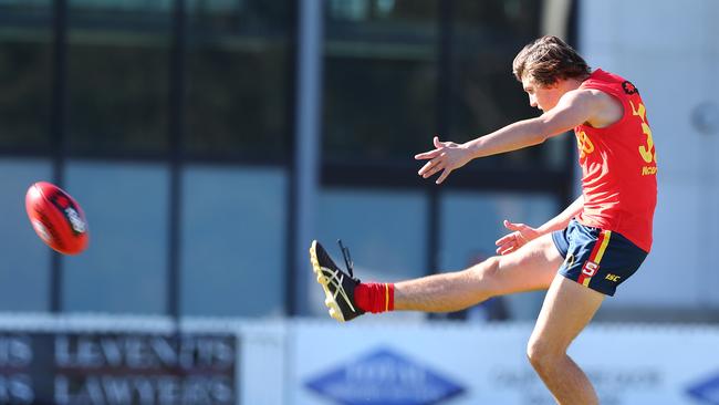 Ben Jarvis on his way to three goals for the SA under-18 side. Picture: Tait Schmaal.