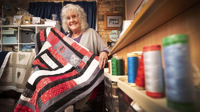 Sue Banks is a grandmother whose daughter Shelley died in 2018 and donated her organs to save the lives of five people who received transplants, Sue now makes handmade quilts as a gift to many donor families. Picture Chris Kidd