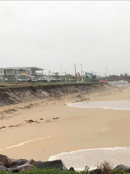 Large swells and high tides predicted at Stockton Beach this weekend and beyond. Credit: Save Stockton Beach Facebook.