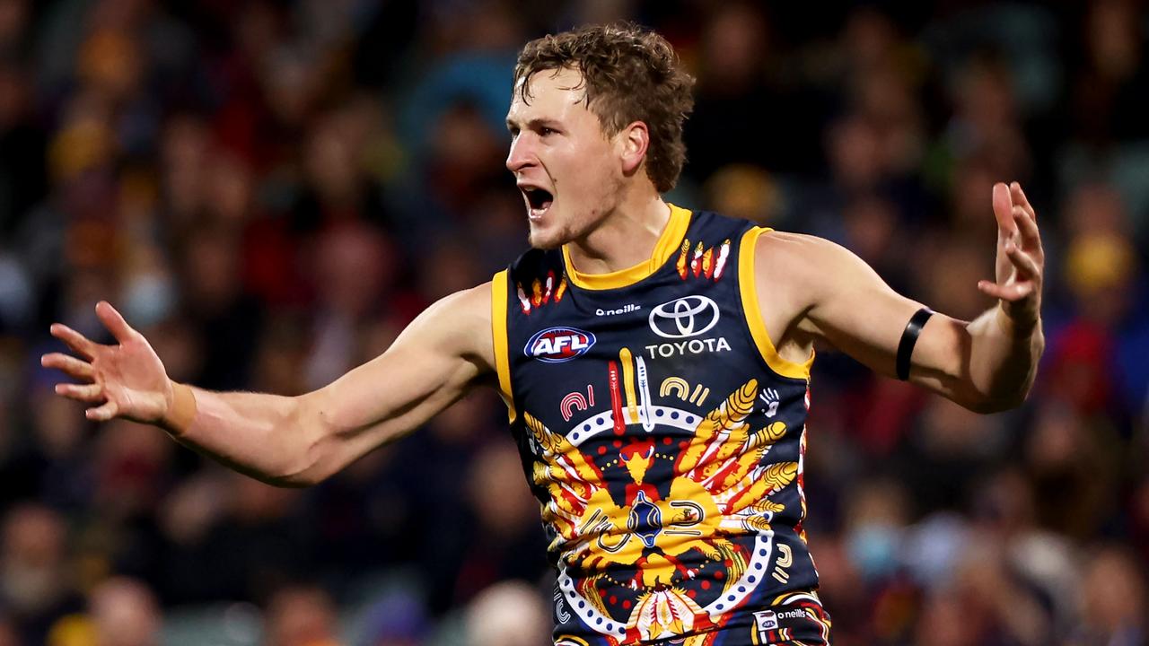 Recruit Jordan Dawson is one of few Crows with elite kicking skills. Picture: James Elsby/AFL Photos via Getty Images