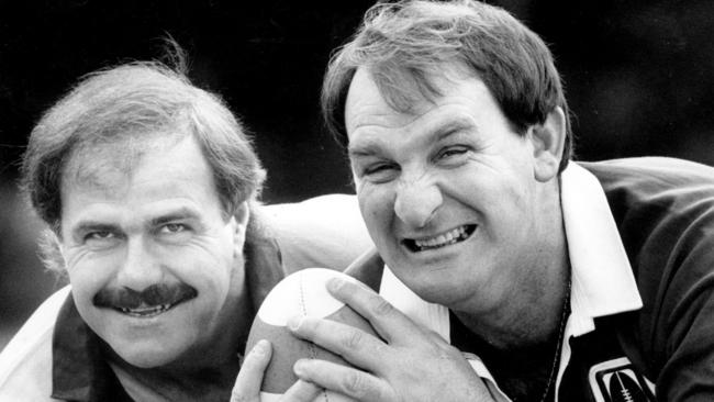 ‘Lethal’ Leigh Matthews and Peter ‘Crackers’ Keenan — two men whose nicknames stuck for life. Picture: Jay Town