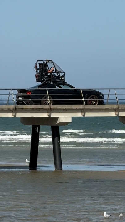 Liam Neeson stunt car in action in Altona