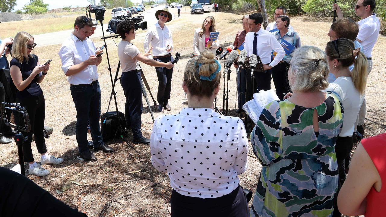 Leader of the Opposition David Crisafulli during media conference outside Cleveland Youth Detention Centre, Townsville. Picture: Liam Kidston.