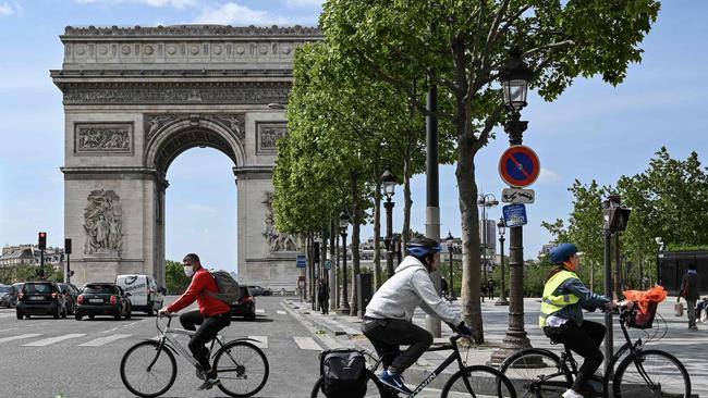 The Champs-Elysees, leading up to the Arc de Triomphe. Picture: AFP