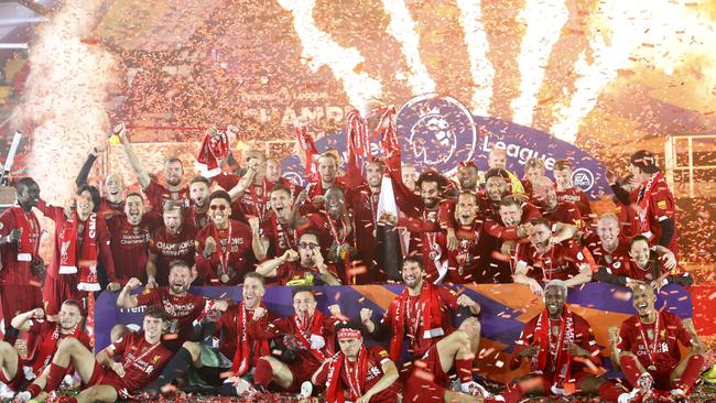 The lack of fans didn’t dampen the title celebrations. Picture: Getty Images