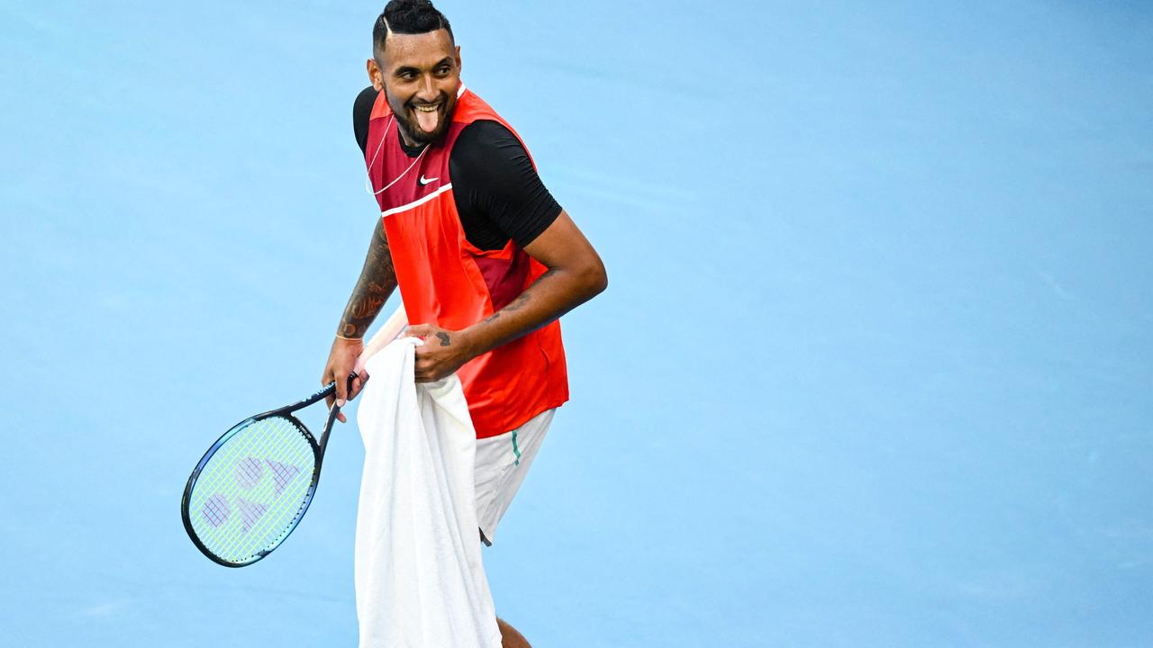 Kyrgios was up to his old tricks. (Photo by MICHAEL ERREY / AFP)