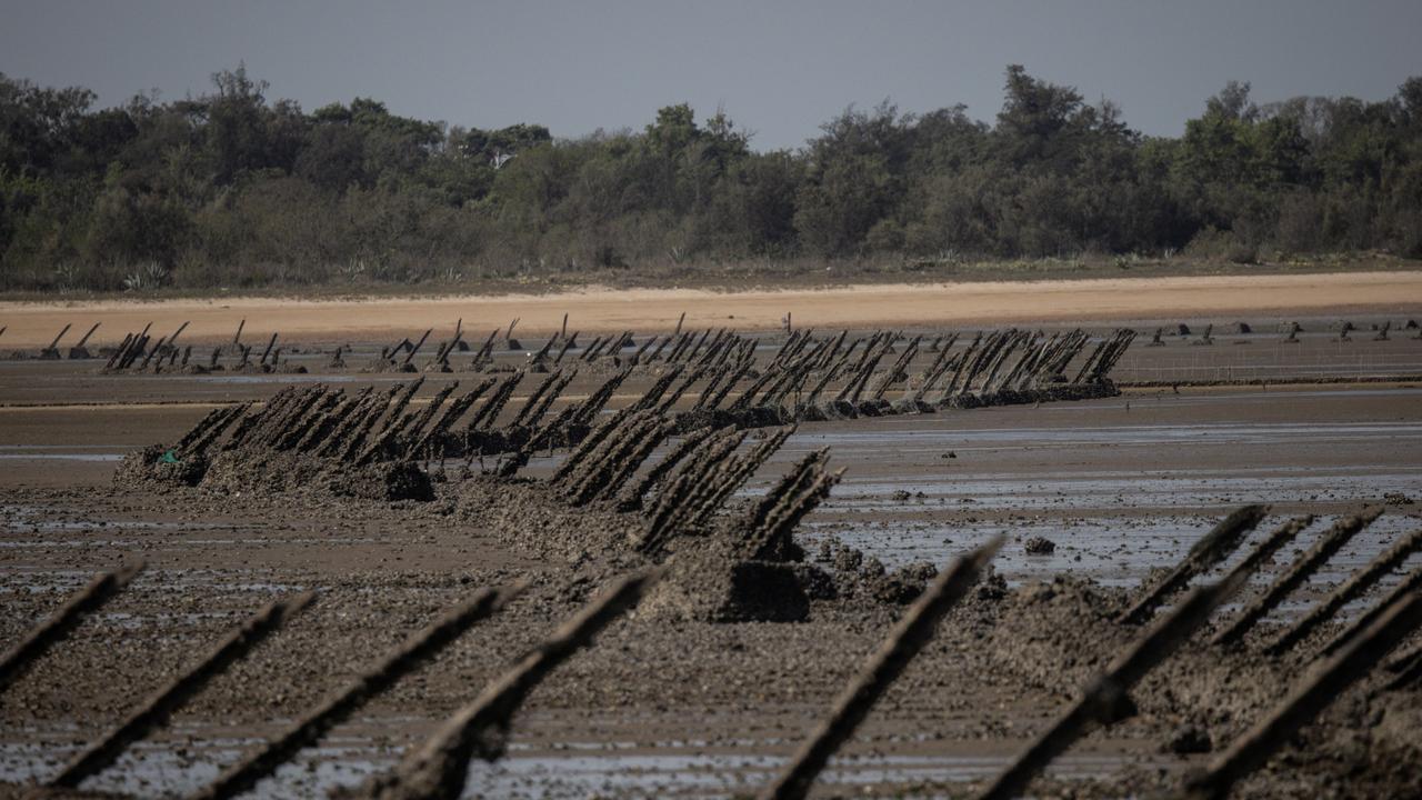 Anti-tank fortifications from previous conflicts line the beach in Kinmen, Taiwan. Picture: Chris McGrath/Getty Images