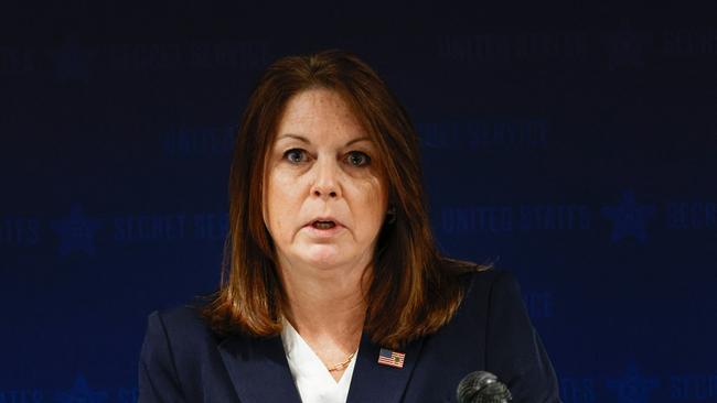 US Secret Service director Kimberly Cheatle speaks during a press conference in June. Picture: AFP