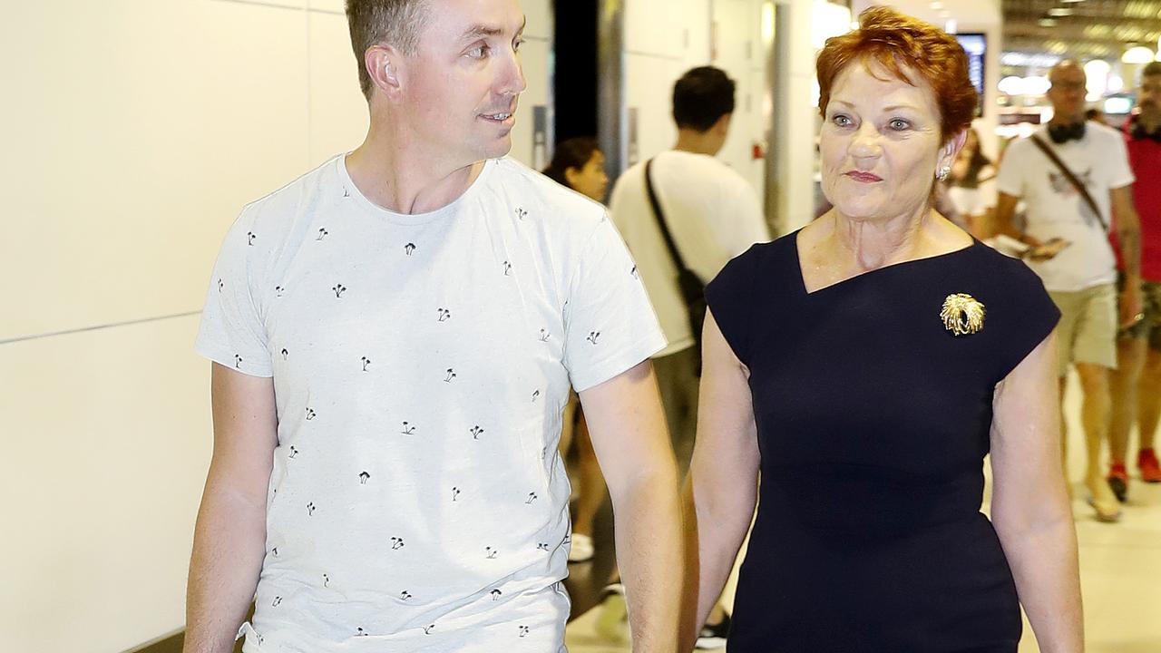 Pauline Hanson with staffer James Ashby. Picture: Picture: Josh Woning/AAP